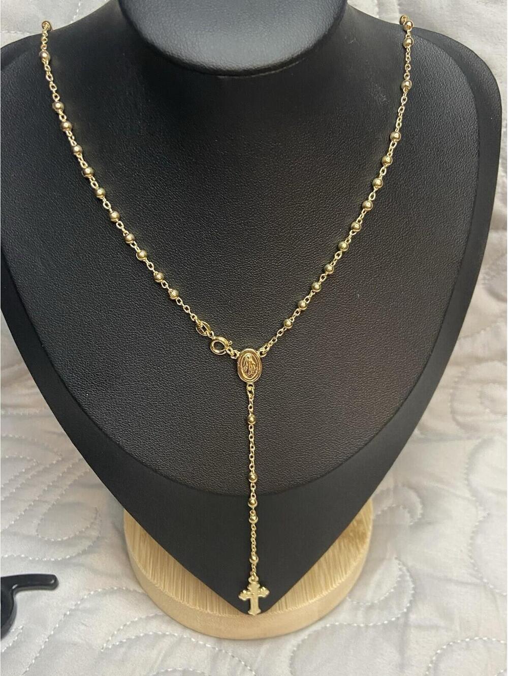 18” 14K Gold Over 925 Sterling Silver Rosary